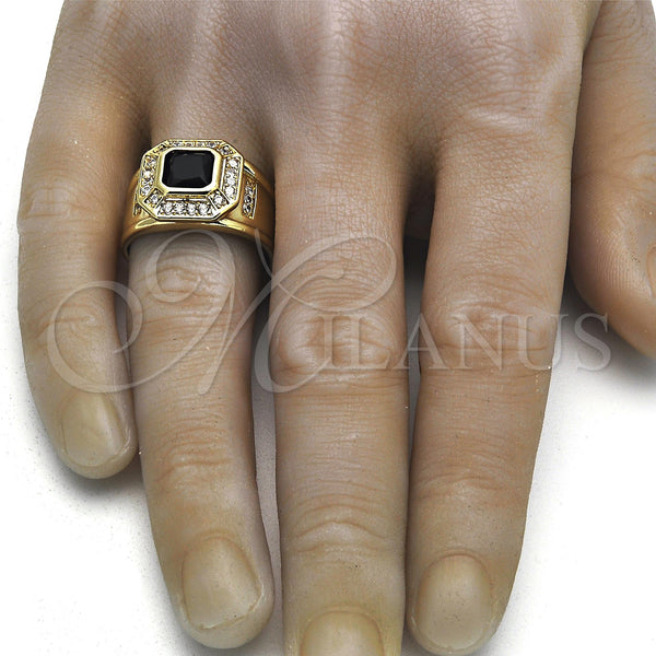 Gold Filled Ring — Mens Ring with Black and White Cubic Zirconia — main product view — SKU 117943 | Oro Laminado anillo — Mens Ring with negro and blanco Cubic Zirconia — SKU 117943