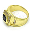 Oro Laminado Mens Ring, Gold Filled Style with Black and White Cubic Zirconia, Polished, Golden Finish, 01.266.0015.1.11 (Size 11)