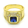 Oro Laminado Mens Ring, Gold Filled Style with Sapphire Blue and White Cubic Zirconia, Polished, Golden Finish, 01.266.0015.2.12 (Size 12)