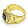 Oro Laminado Mens Ring, Gold Filled Style with Sapphire Blue and White Cubic Zirconia, Polished, Golden Finish, 01.266.0015.2.12 (Size 12)