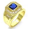 Oro Laminado Mens Ring, Gold Filled Style with Sapphire Blue and White Cubic Zirconia, Polished, Golden Finish, 01.266.0015.2.12 (Size 12)