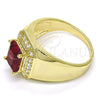 Oro Laminado Mens Ring, Gold Filled Style with Garnet and White Cubic Zirconia, Polished, Golden Finish, 01.266.0016.11 (Size 11)