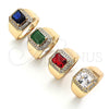 Oro Laminado Mens Ring, Gold Filled Style with Garnet and White Cubic Zirconia, Polished, Golden Finish, 01.266.0016.11 (Size 11)