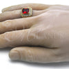 Oro Laminado Mens Ring, Gold Filled Style with Garnet and White Cubic Zirconia, Polished, Golden Finish, 01.266.0016.12 (Size 12)