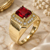 Oro Laminado Mens Ring, Gold Filled Style with Garnet and White Cubic Zirconia, Polished, Golden Finish, 01.266.0016.12 (Size 12)