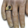 Oro Laminado Mens Ring, Gold Filled Style with Black and White Cubic Zirconia, Polished, Golden Finish, 01.266.0016.1.11 (Size 11)