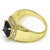 Oro Laminado Mens Ring, Gold Filled Style with Black and White Cubic Zirconia, Polished, Golden Finish, 01.266.0016.1.11 (Size 11)