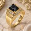 Oro Laminado Mens Ring, Gold Filled Style with Black and White Cubic Zirconia, Polished, Golden Finish, 01.266.0016.1.11 (Size 11)
