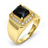 Oro Laminado Mens Ring, Gold Filled Style with Black and White Cubic Zirconia, Polished, Golden Finish, 01.266.0016.1.11 (Size 11)