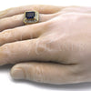 Oro Laminado Mens Ring, Gold Filled Style with Sapphire Blue and White Cubic Zirconia, Polished, Golden Finish, 01.266.0016.2.11 (Size 11)