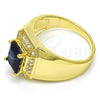Oro Laminado Mens Ring, Gold Filled Style with Sapphire Blue and White Cubic Zirconia, Polished, Golden Finish, 01.266.0016.2.11 (Size 11)