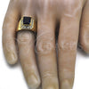 Oro Laminado Mens Ring, Gold Filled Style with Sapphire Blue and White Cubic Zirconia, Polished, Golden Finish, 01.266.0016.2.12 (Size 12)