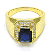 Oro Laminado Mens Ring, Gold Filled Style with Sapphire Blue and White Cubic Zirconia, Polished, Golden Finish, 01.266.0016.2.12 (Size 12)