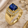Oro Laminado Mens Ring, Gold Filled Style with Sapphire Blue and White Cubic Zirconia, Polished, Golden Finish, 01.266.0016.2.12 (Size 12)