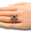 Oro Laminado Multi Stone Ring, Gold Filled Style with Garnet and White Cubic Zirconia, Polished, Golden Finish, 01.266.0017.07 (Size 7)