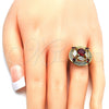 Oro Laminado Multi Stone Ring, Gold Filled Style with Garnet and White Cubic Zirconia, Polished, Golden Finish, 01.266.0017.07 (Size 7)