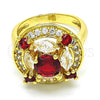 Oro Laminado Multi Stone Ring, Gold Filled Style with Garnet and White Cubic Zirconia, Polished, Golden Finish, 01.266.0017.07 (Size 7)
