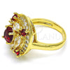 Oro Laminado Multi Stone Ring, Gold Filled Style with Garnet and White Cubic Zirconia, Polished, Golden Finish, 01.266.0017.07 (Size 7)