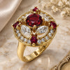 Oro Laminado Multi Stone Ring, Gold Filled Style with Garnet and White Cubic Zirconia, Polished, Golden Finish, 01.266.0017.07 (Size 7)