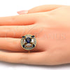 Oro Laminado Multi Stone Ring, Gold Filled Style with Sapphire Blue and White Cubic Zirconia, Polished, Golden Finish, 01.266.0017.1.07 (Size 7)