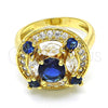 Oro Laminado Multi Stone Ring, Gold Filled Style with Sapphire Blue and White Cubic Zirconia, Polished, Golden Finish, 01.266.0017.1.07 (Size 7)