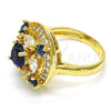 Oro Laminado Multi Stone Ring, Gold Filled Style with Sapphire Blue and White Cubic Zirconia, Polished, Golden Finish, 01.266.0017.1.07 (Size 7)