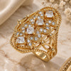 Oro Laminado Multi Stone Ring, Gold Filled Style Heart Design, with White Cubic Zirconia, Polished, Golden Finish, 01.266.0019.07 (Size 7)