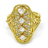 Oro Laminado Multi Stone Ring, Gold Filled Style Heart Design, with White Cubic Zirconia, Polished, Golden for wholesale, additional product view 4