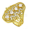 Oro Laminado Multi Stone Ring, Gold Filled Style Heart Design, with White Cubic Zirconia, Polished, Golden for wholesale, main product view