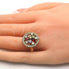 Oro Laminado Multi Stone Ring, Gold Filled Style Flower Design, with Multicolor Cubic Zirconia, Polished for wholesale, additional product view 2