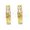 Oro Laminado Huggie Hoop, Gold Filled Style Diamond Cutting Finish, Tricolor, 02.26.0210.15