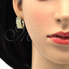 Oro Laminado Huggie Hoop, Gold Filled Style Heart Design, with White Cubic Zirconia, Polished, Golden Finish, 02.266.0001.15