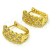 Oro Laminado Huggie Hoop, Gold Filled Style Heart Design, with White Cubic Zirconia, Polished, Golden Finish, 02.266.0001.15
