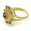 Oro Laminado Multi Stone Ring, Gold Filled Style Heart Design, with Sapphire Blue and White Cubic Zirconia, Polished, Golden Finish, 01.266.0022.07 (Size 7)