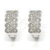 Rhodium Gold Filled Huggie Hoop, Heart Design, with White Cubic Zirconia, Polished, Rhodium Finish, 02.266.0001.1.15