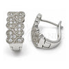 White Gold Filled Huggie Hoop, Heart Design, with White Cubic Zirconia, Polished, Rhodium Finish, 02.266.0001.1.15
