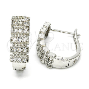 White Gold Filled Hoop Earrings — Huggie Hoop with White Cubic Zirconia Polished 02. — main product view — SKU 118024 | Oro Laminado Blanco aretes de aro — Huggie Hoop with blanco Cubic Zirconia pulido 02. — SKU 118024