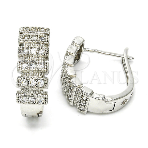 Rhodium Gold Filled Huggie Hoop, with White Cubic Zirconia, Polished, Rhodium Finish, 02.266.0003.20