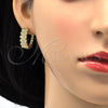 Oro Laminado Huggie Hoop, Gold Filled Style with White Cubic Zirconia, Polished, Golden Finish, 02.266.0003.1.20