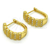 Oro Laminado Huggie Hoop, Gold Filled Style with White Cubic Zirconia, Polished, Golden Finish, 02.266.0003.1.20