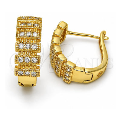 Oro Laminado Huggie Hoop, Gold Filled Style with White Cubic Zirconia, Polished, Golden Finish, 02.266.0003.1.20