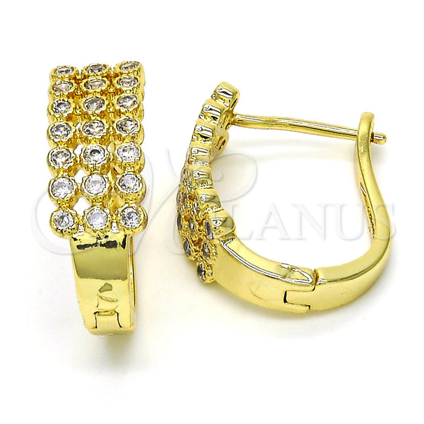 Gold Filled Hoop Earrings — Huggie Hoop with White Micro Pave Polished 02. — main product view — SKU 118037 | Oro Laminado aretes de aro — Huggie Hoop with blanco Micro Pave pulido 02. — SKU 118037