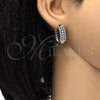 Rhodium Gold Filled Huggie Hoop, with White Cubic Zirconia, Polished, Rhodium Finish, 02.266.0005.1.15