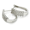 Rhodium Gold Filled Huggie Hoop, with White Cubic Zirconia, Polished, Rhodium Finish, 02.266.0005.1.15