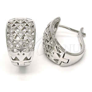 White Gold Filled Hoop Earrings — Huggie Hoop with White Cubic Zirconia Polished 02. — main product view — SKU 118041 | Oro Laminado Blanco aretes de aro — Huggie Hoop with blanco Cubic Zirconia pulido 02. — SKU 118041