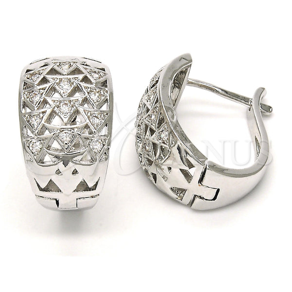 White Gold Filled Hoop Earrings — Huggie Hoop with White Cubic Zirconia Polished 02. — main product view — SKU 118041 | Oro Laminado Blanco aretes de aro — Huggie Hoop with blanco Cubic Zirconia pulido 02. — SKU 118041