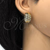 Oro Laminado Huggie Hoop, Gold Filled Style with White Cubic Zirconia, Polished, Golden Finish, 02.266.0006.1.20