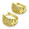 Oro Laminado Huggie Hoop, Gold Filled Style with White Cubic Zirconia, Polished, Golden Finish, 02.266.0006.1.20