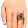 Oro Laminado Multi Stone Ring, Gold Filled Style with Multicolor Cubic Zirconia, Polished, Golden Finish, 01.266.0026.07 (Size 7)