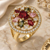 Oro Laminado Multi Stone Ring, Gold Filled Style with Multicolor Cubic Zirconia, Polished, Golden Finish, 01.266.0026.07 (Size 7)